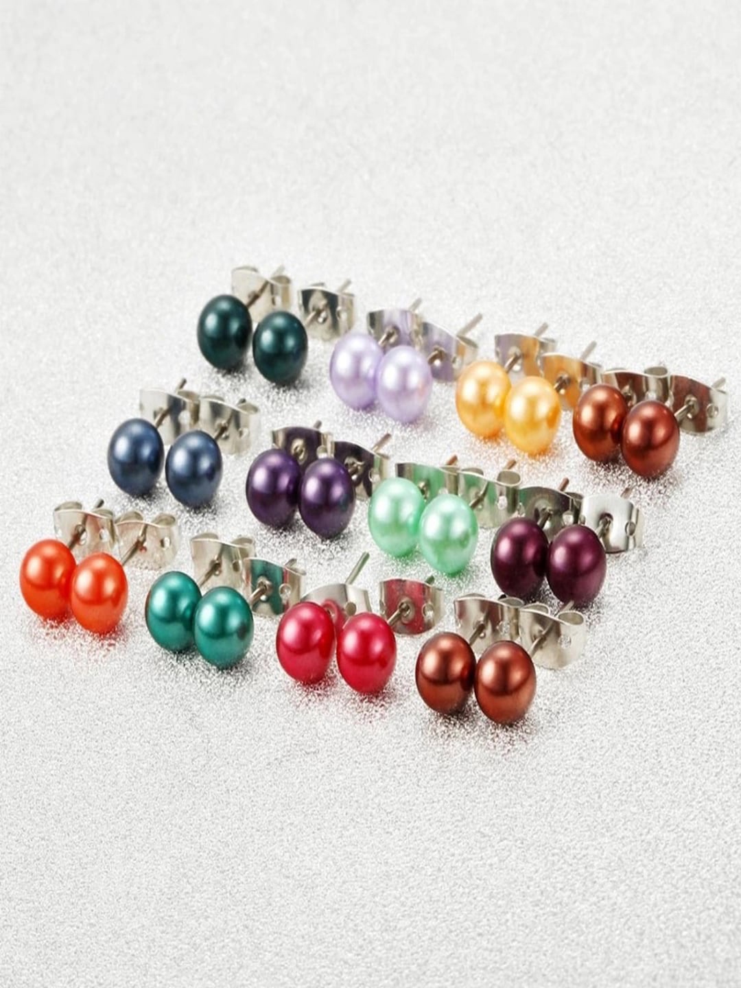 

Shining Diva Fashion Set of 36 Multicoloured Contemporary Studs Earrings, Red