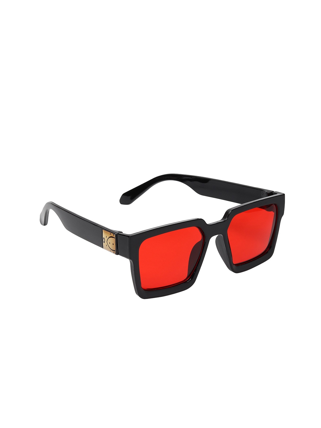 

CRIBA Unisex Red Lens & Black Square Sunglasses with UV Protected Lens