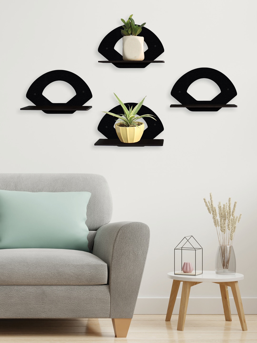 

RANDOM Set of 4 Black MDF Basic Wall Shelf