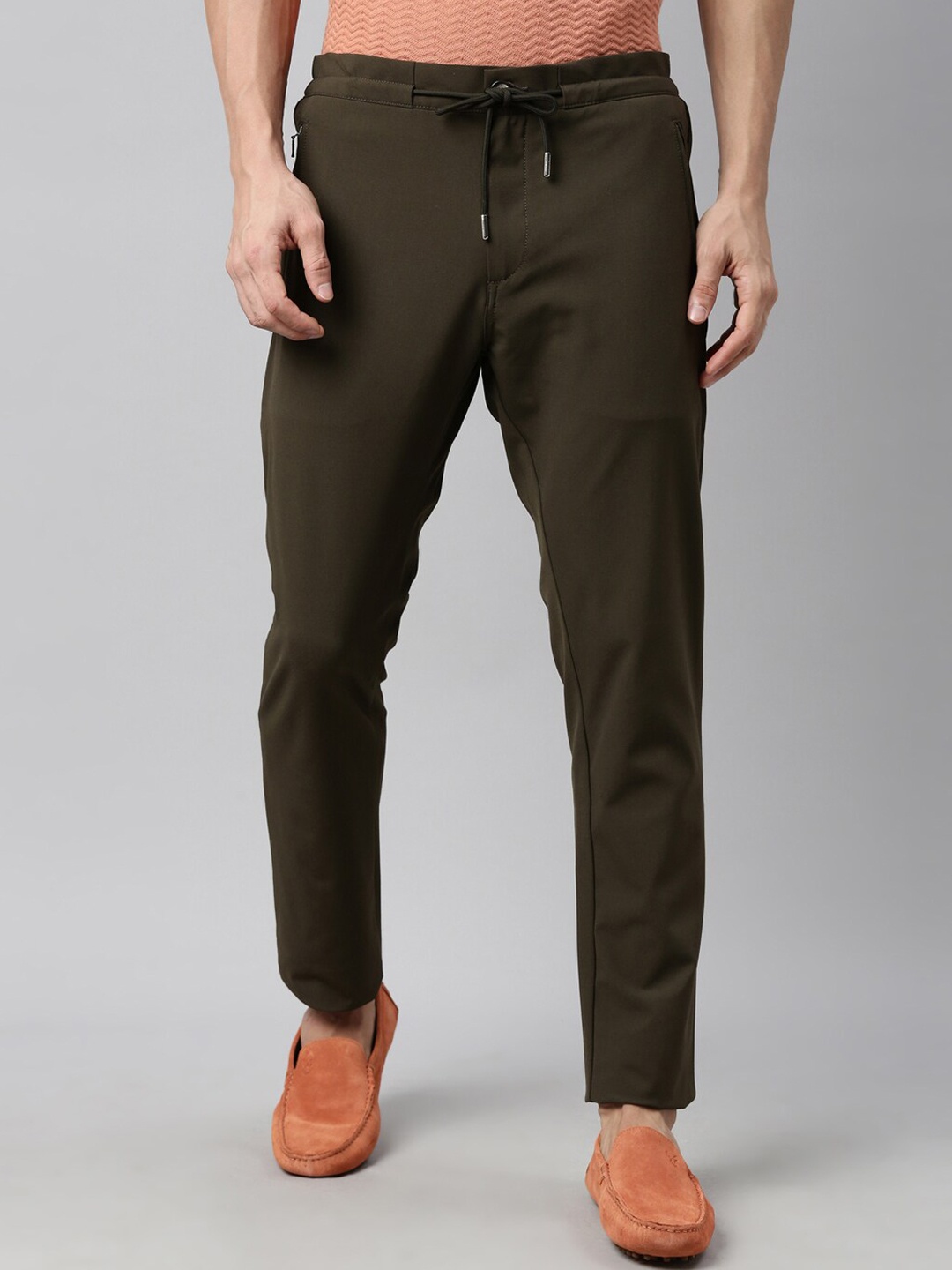 

RARE RABBIT Men Move Mid-Rise Slim Fit Trouser, Olive