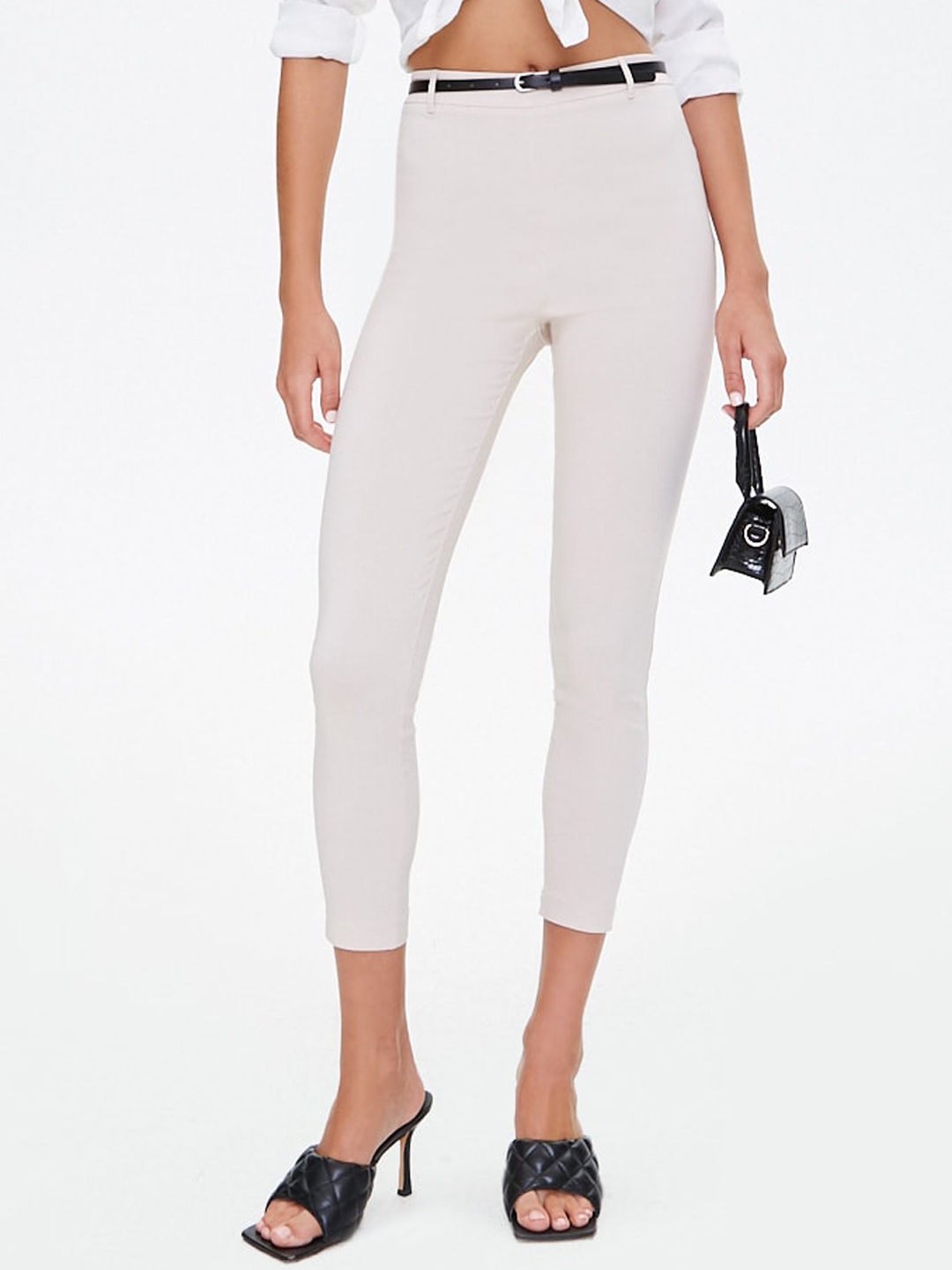 FOREVER 21 Women Beige Solid Trousers
