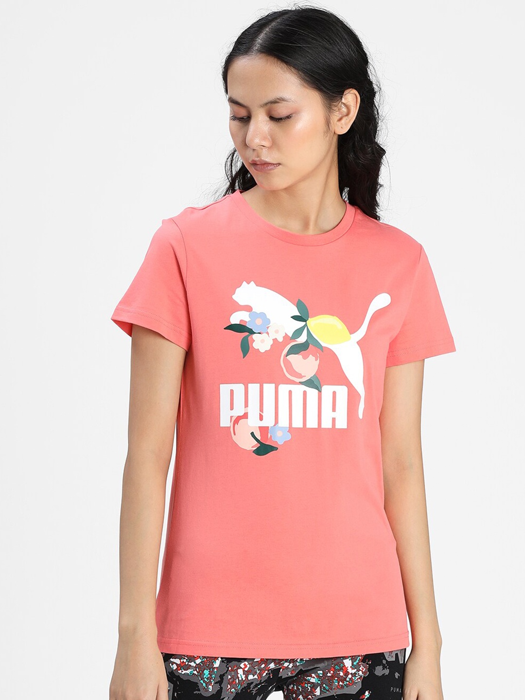 

Puma Women Peach-Coloured Printed T-shirt