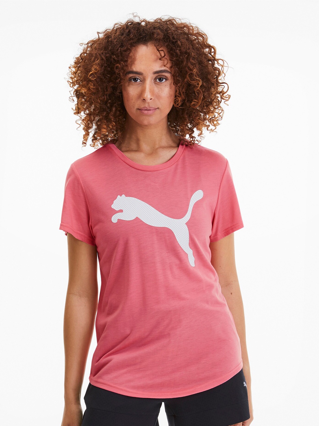 

Puma Women Pink & White Brand Logo Printed T-shirt