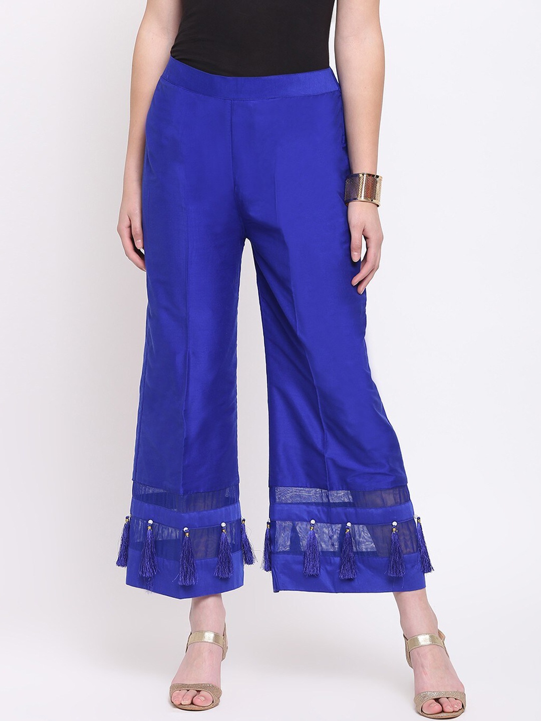 

RIVI Women Blue Hem Design Ethnic Palazzos