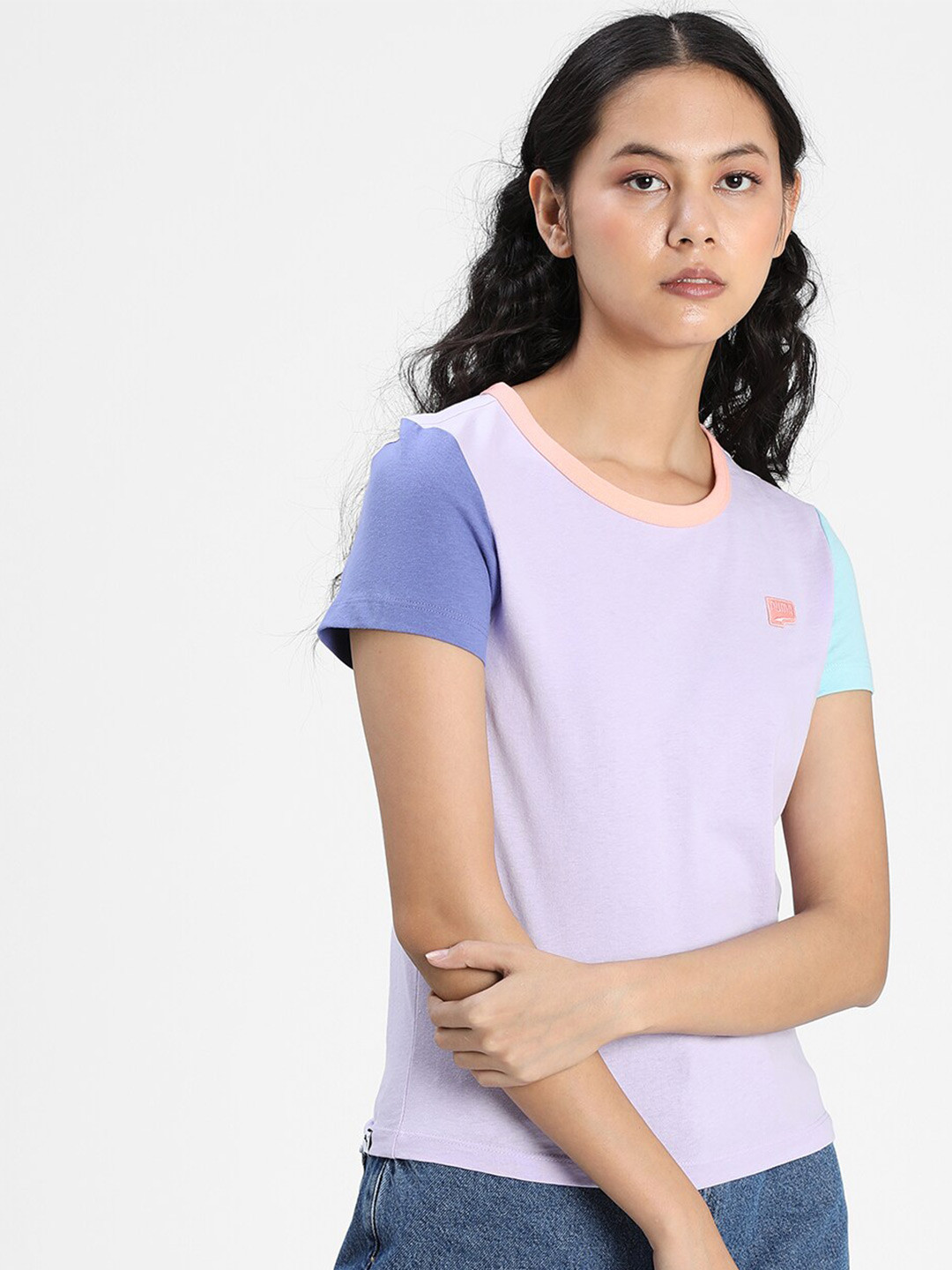 

Puma Women Lavender Colourblocked T-shirt