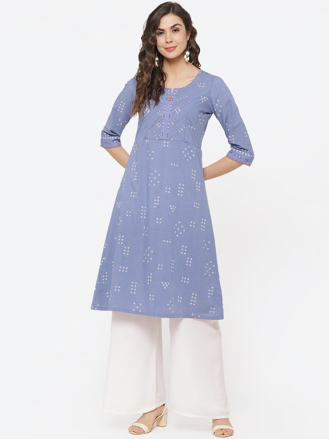 

Rangriti Women Blue Bandhani Printed Kurta