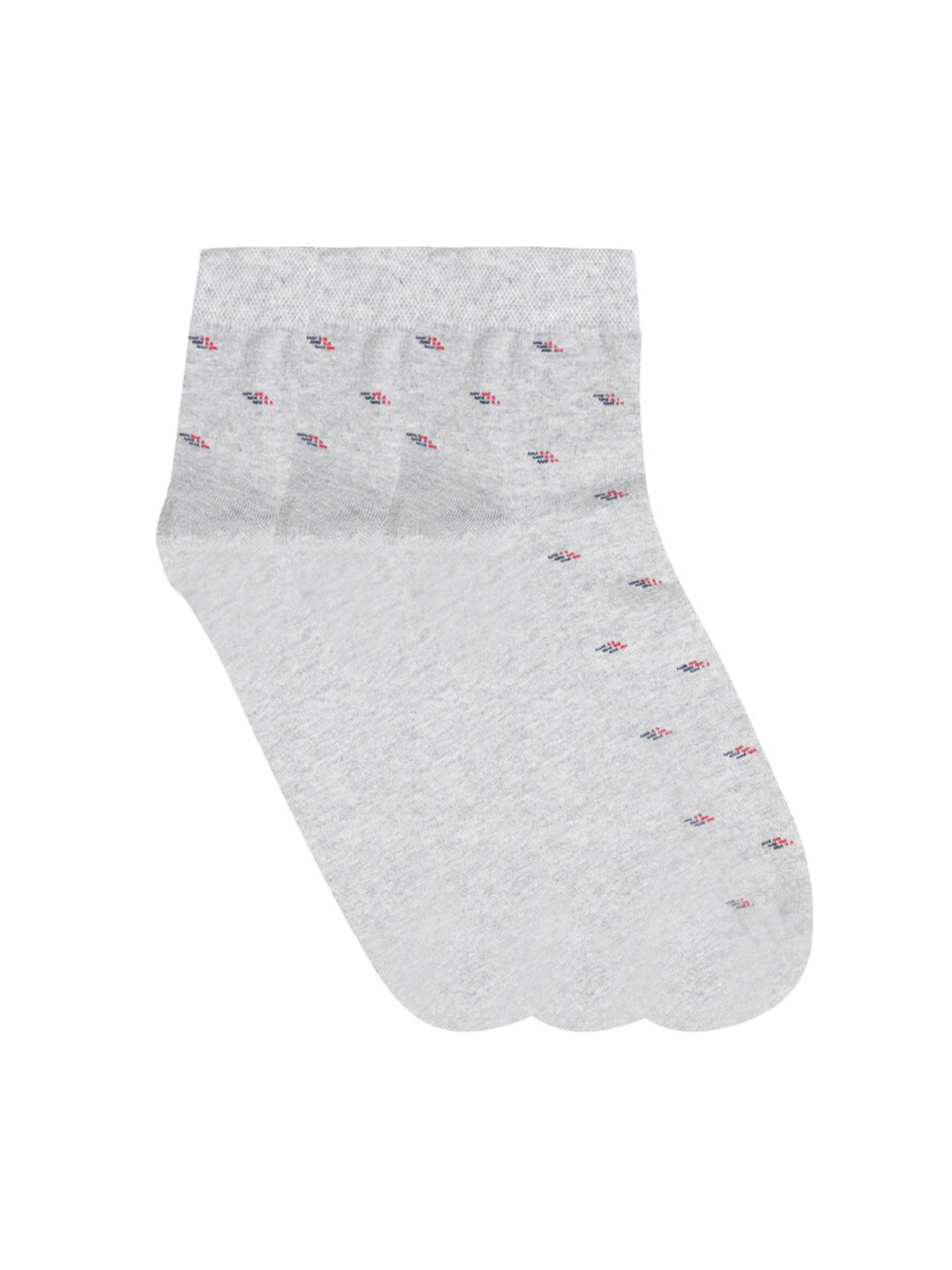 

N2S NEXT2SKIN Men Pack Of 3 Grey Melange & Navy Blue Patterned Cotton Ankle-Length Socks