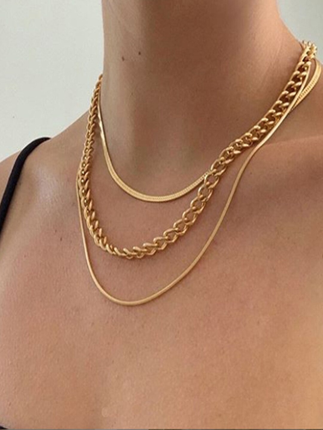 

Shining Diva Fashion Gold-Plated Layered Necklace