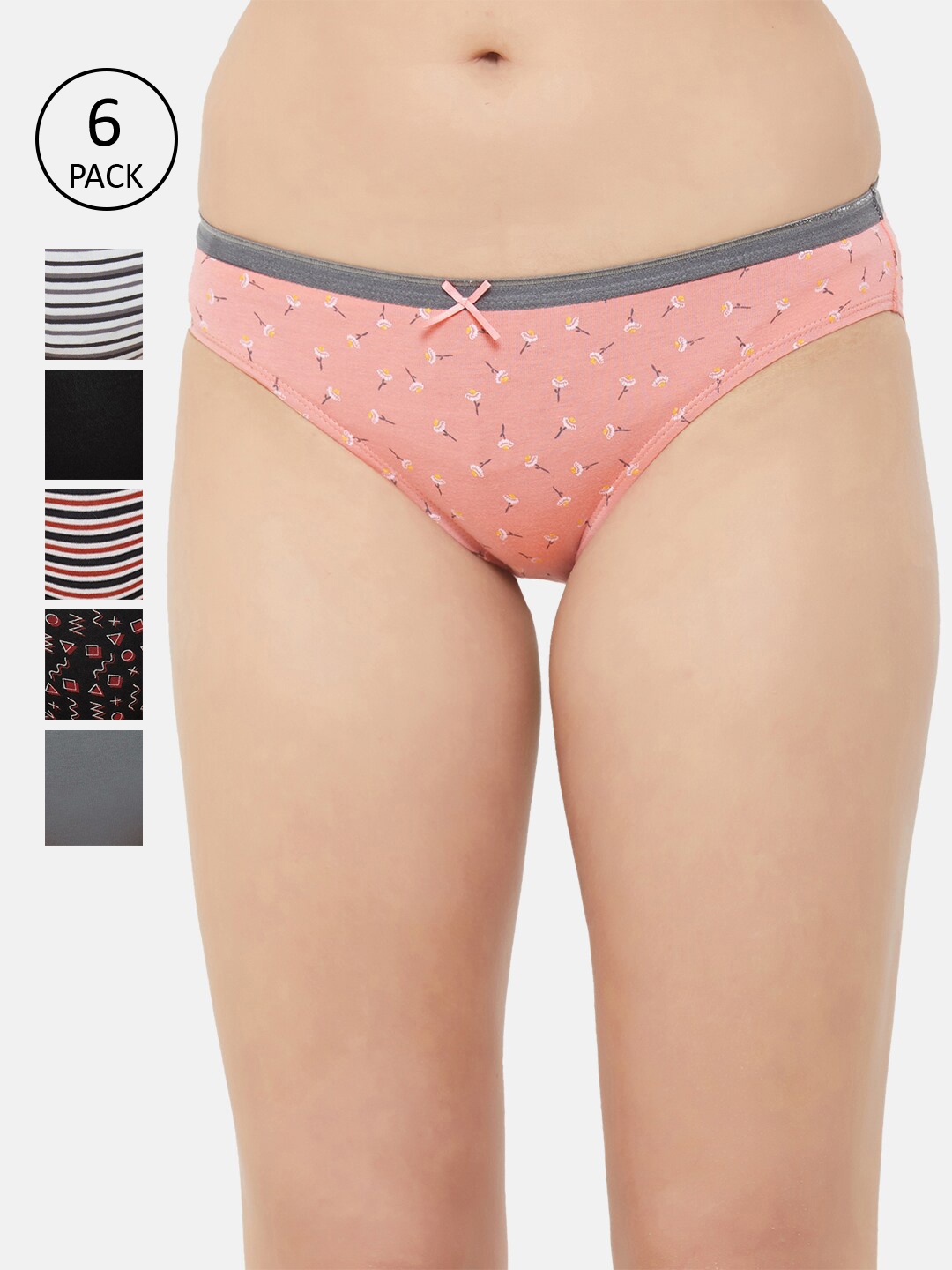 

Soie Women Pack Of 6 Basic Briefs 6BF-20PACK 3, Black