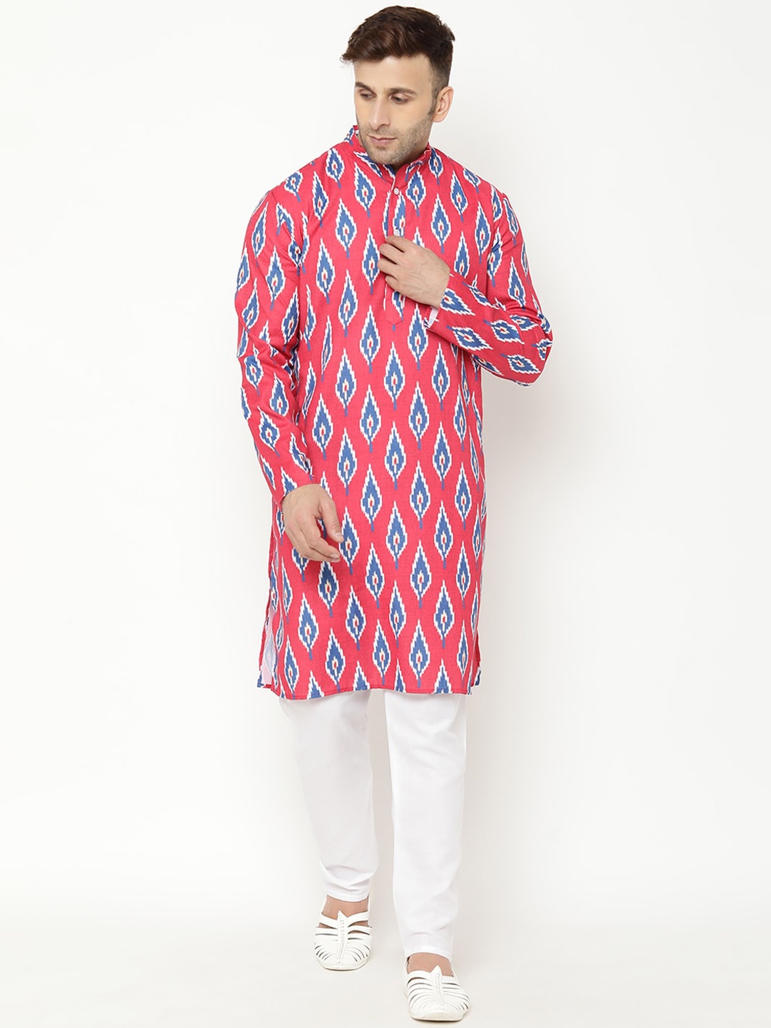 

Hangup Men Red Printed Kurta with Pyjamas