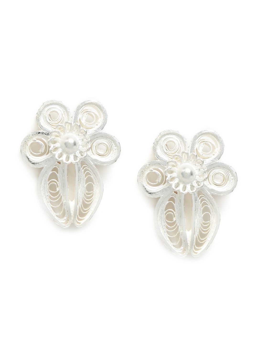 

Fabindia Silver-Toned & White Contemporary Studs Earrings