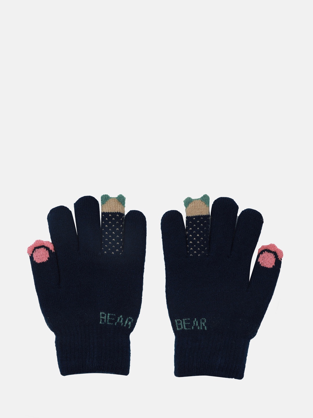 

FabSeasons Girls Navy Blue Solid Acrylic Woolen Winter Gloves