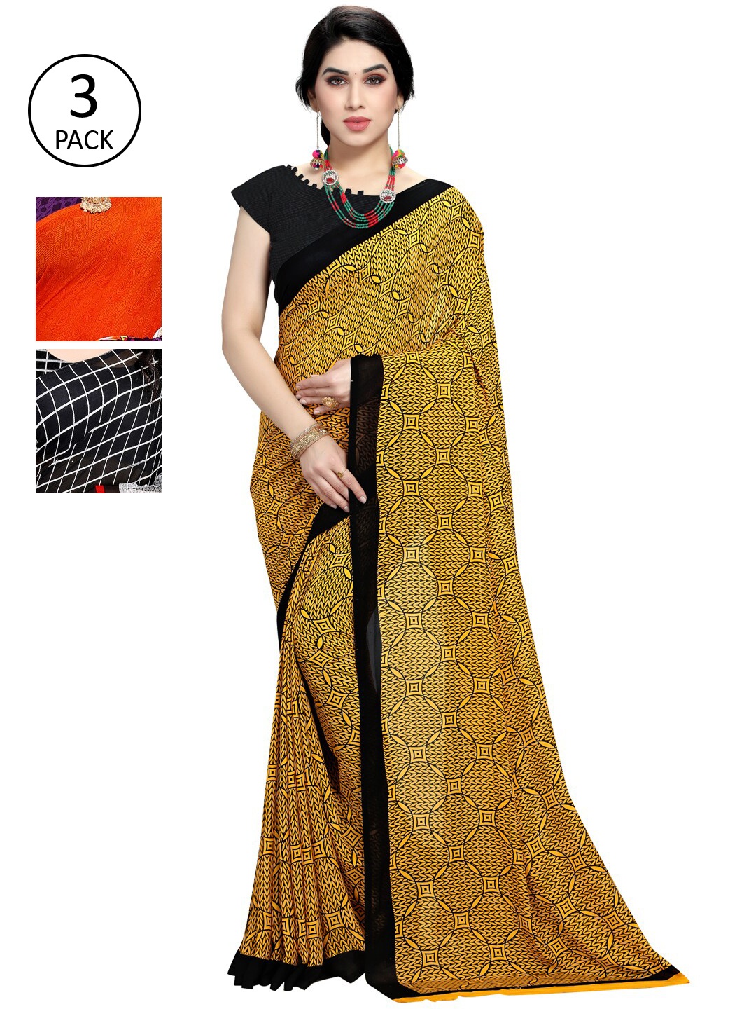 

KALINI Multi Pack of 3 Printed Saree
