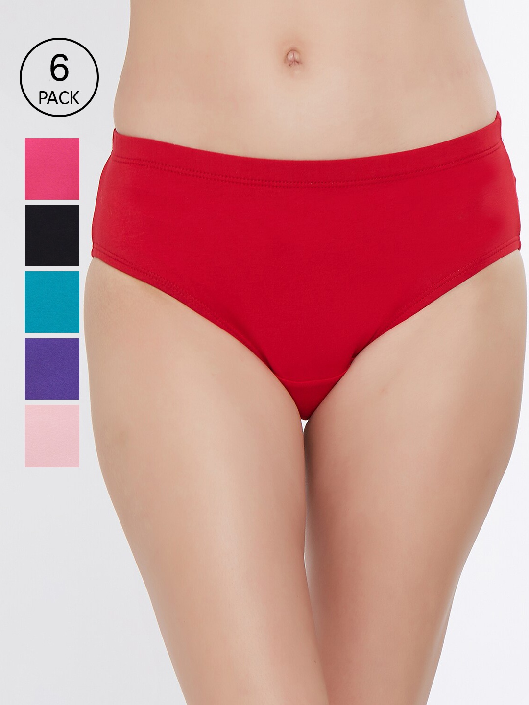 

Soie Women Pack Of 6 Solid Classic Hipster Briefs 6FCB-19PACK 1, Purple