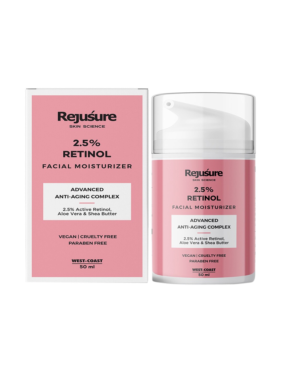 

REJUSURE 2.5% Retinol Anti Aging Moisturizer Face & Eye Cream 50 ml, White