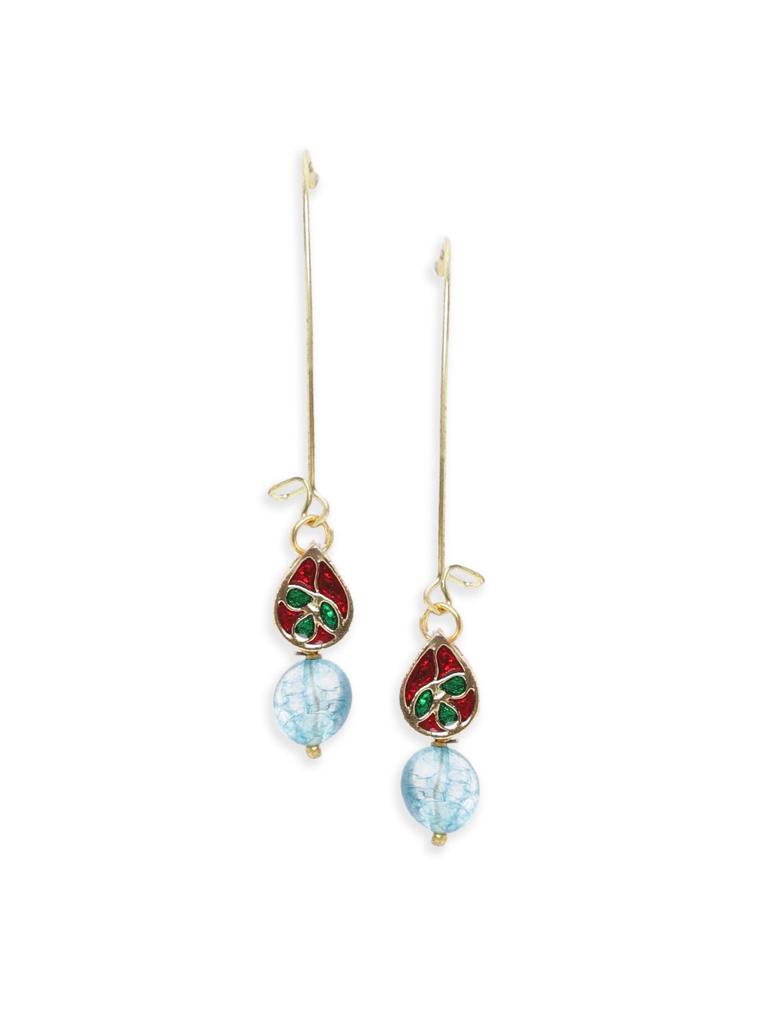 

Fabindia Gold-Toned & Blue Contemporary Drop Earrings