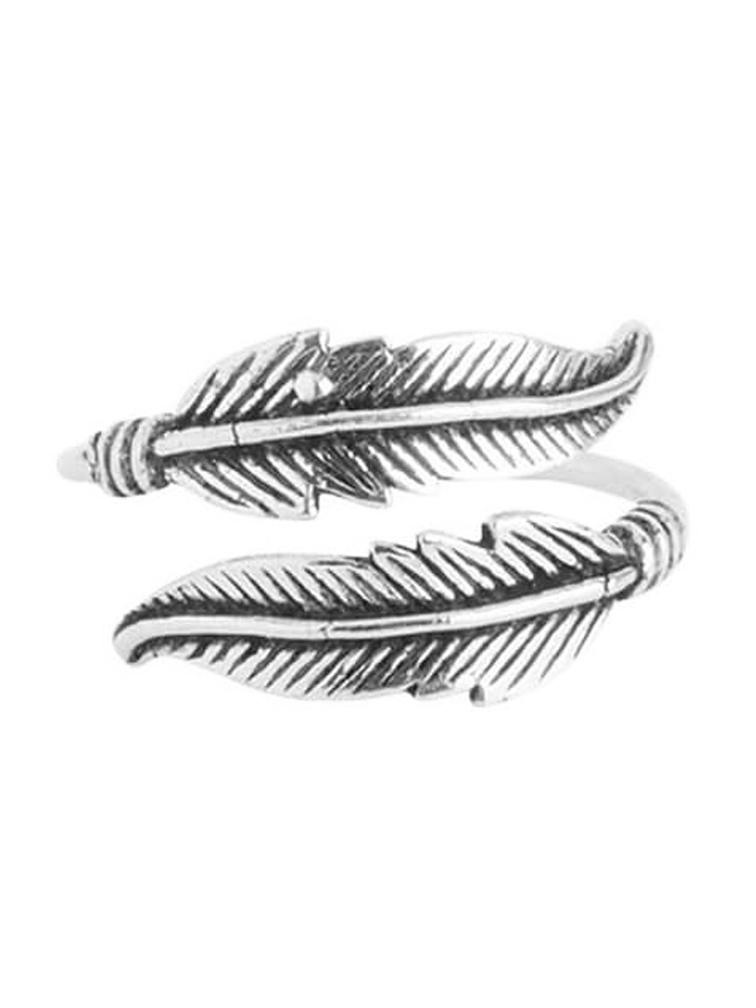 

ahilya 92.5 Sterling Silver-Toned Handcrafted Leaf Wraparound Finger Ring