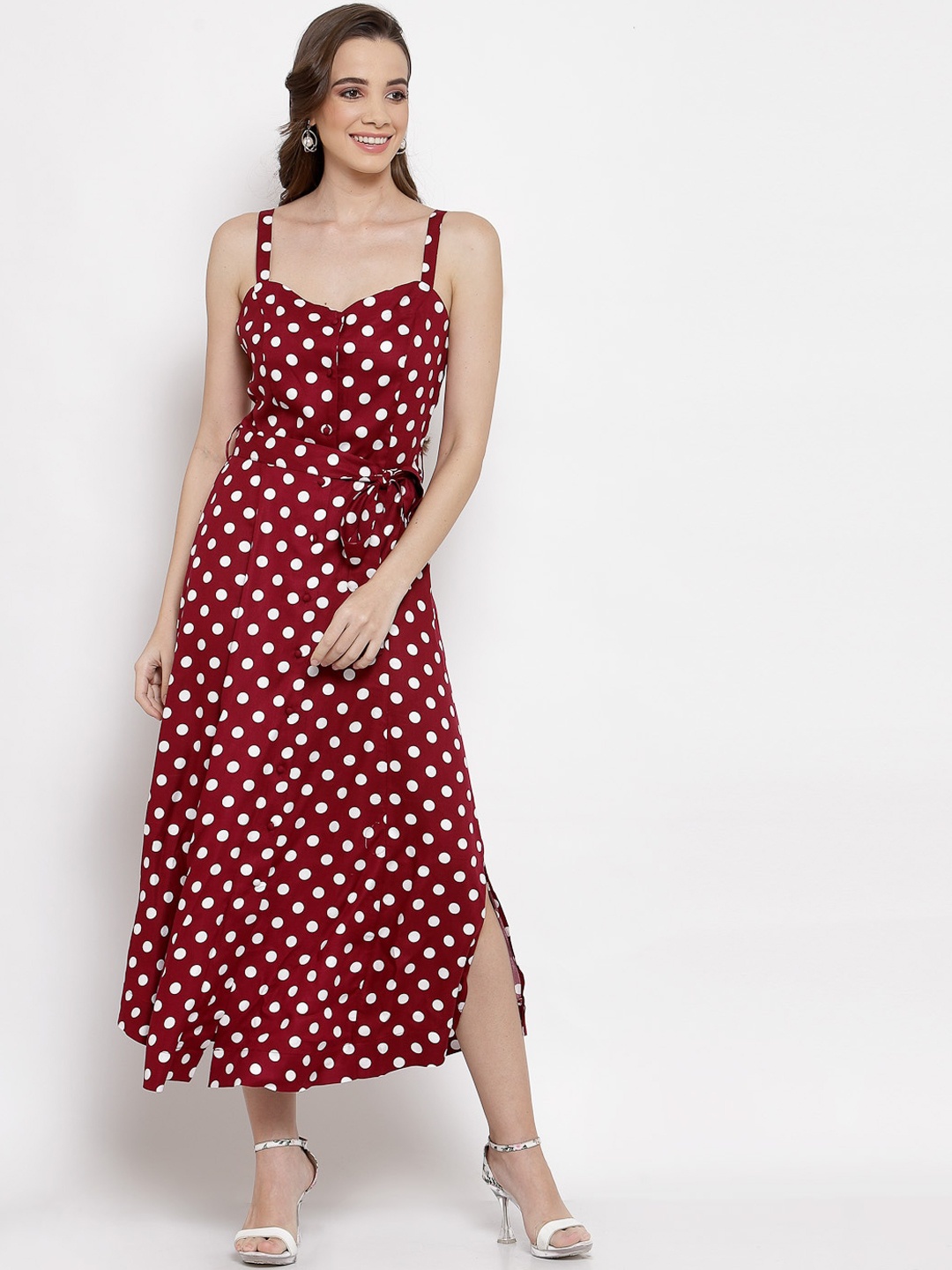 

Jade Garden Maroon Midi Sustainable Dress