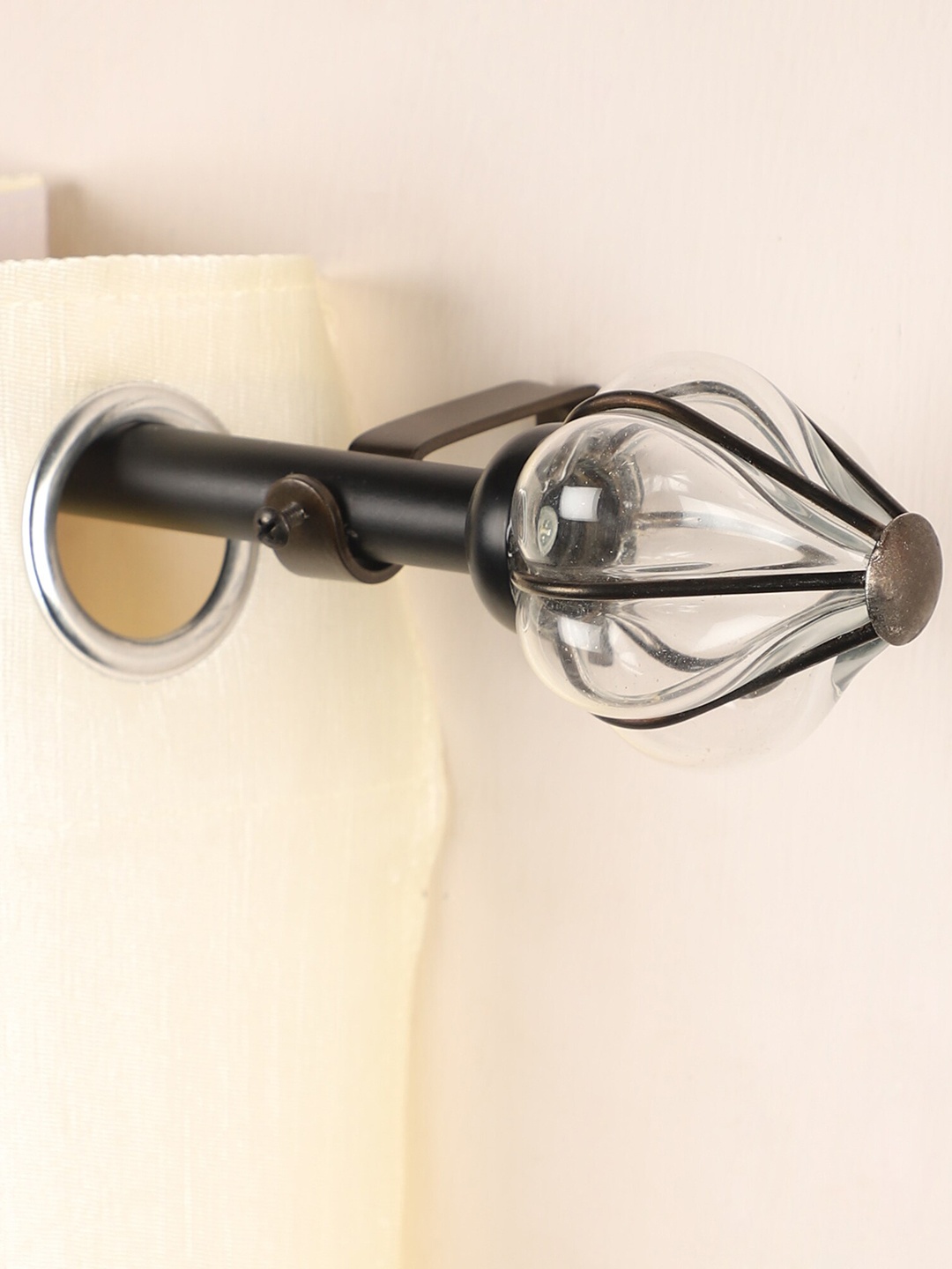 The Decor Mart Black & White Extendable Curtain Rod with Finial