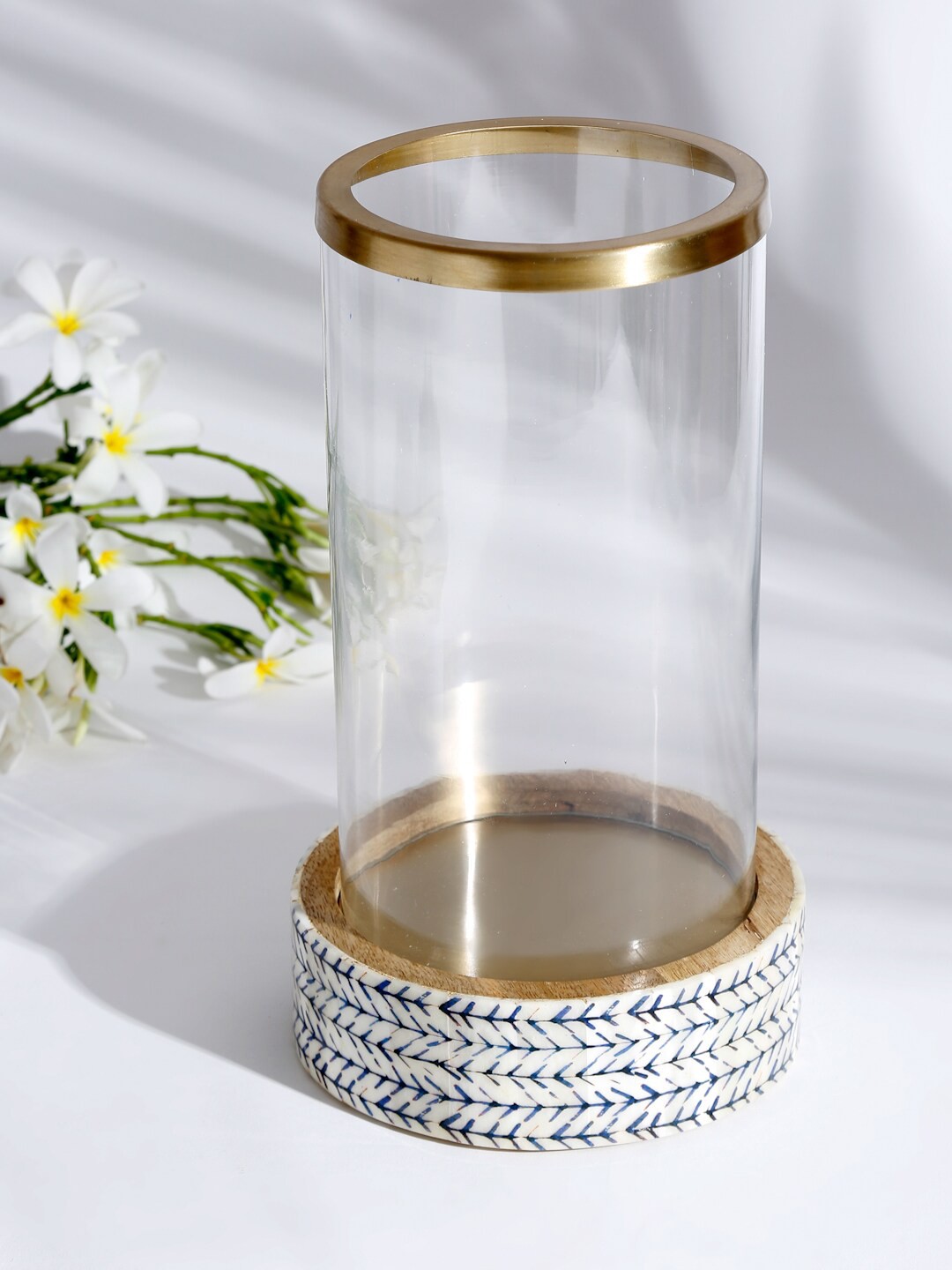 

Fabindia Transparent & Blue Pillar Ajinkya Hurricane Candle Holder