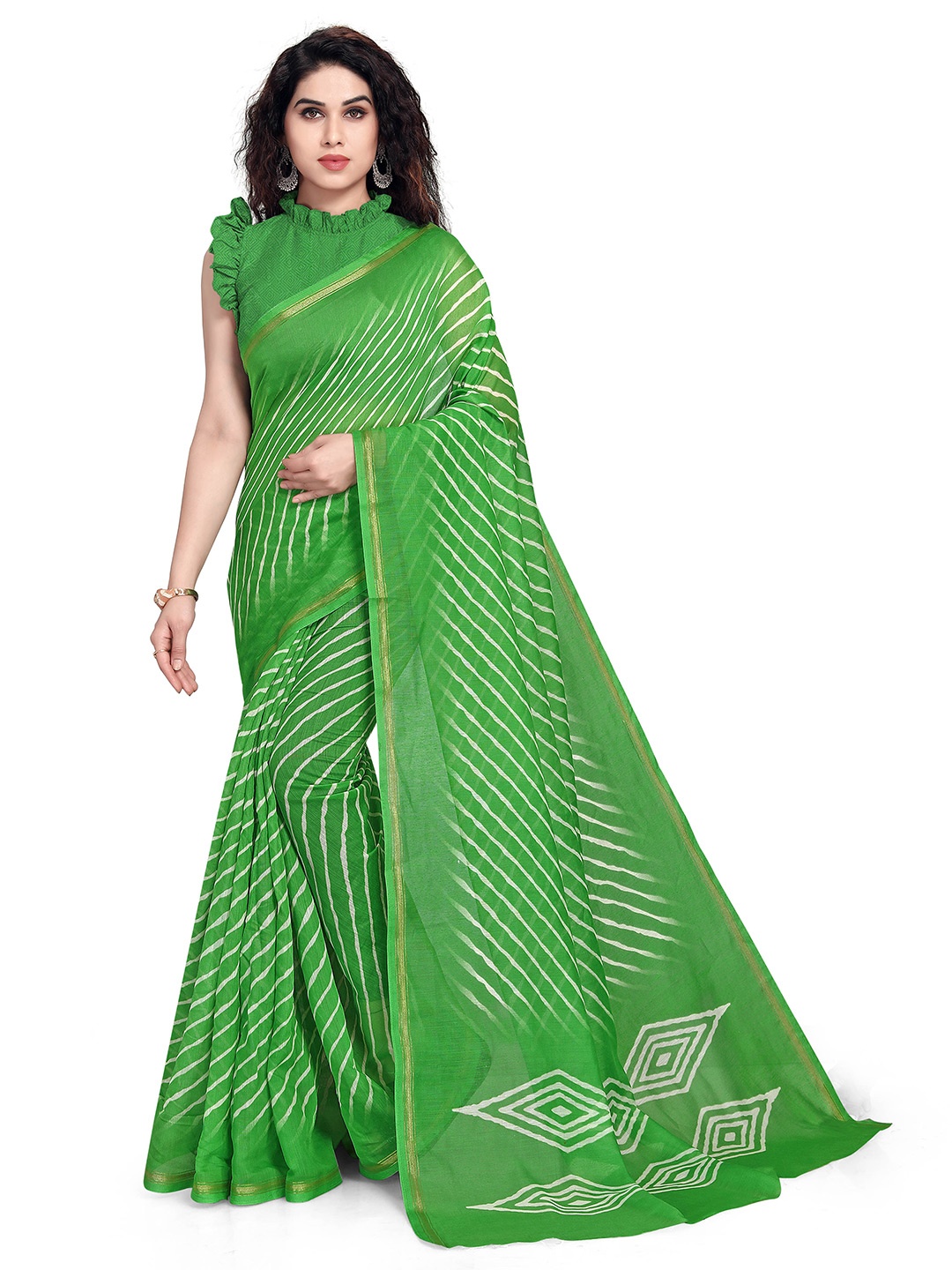 

KALINI Women Green Lehria Printed Saree