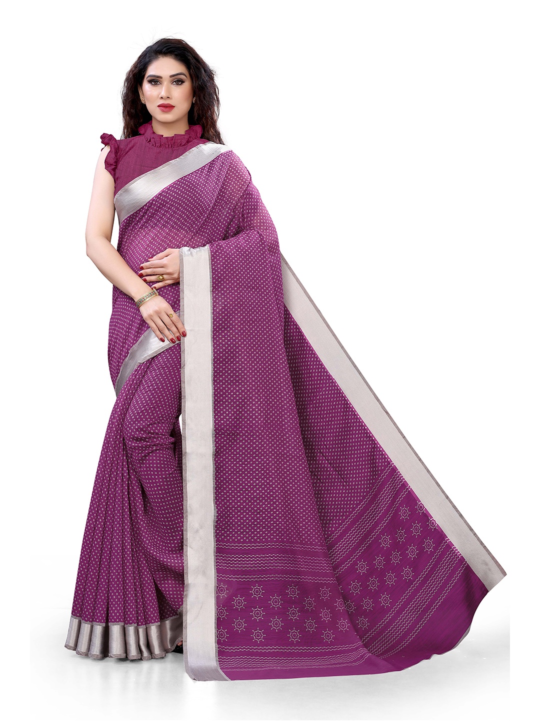 

KALINI Women Purple Printed Saree