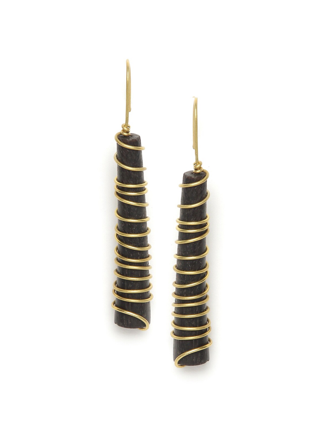 Fabindia Gold-Toned Metal Contemporary Drop Earrings