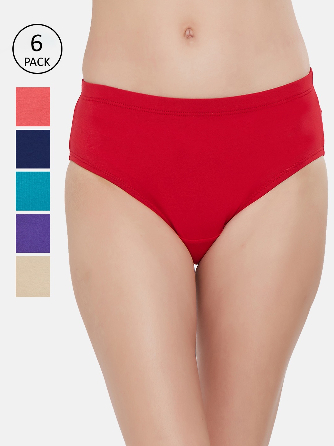 

Soie Women Pack Of 6 Solid Classic Hipster Briefs 6FCB-19PACK 3, Purple