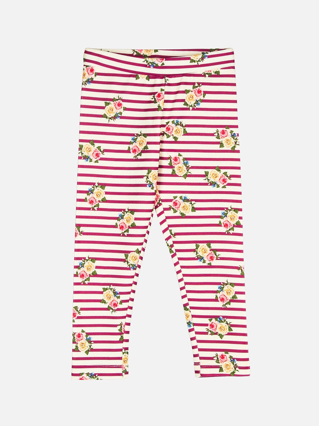 

Peppermint Girls White & Magenta Pink Striped Leggings
