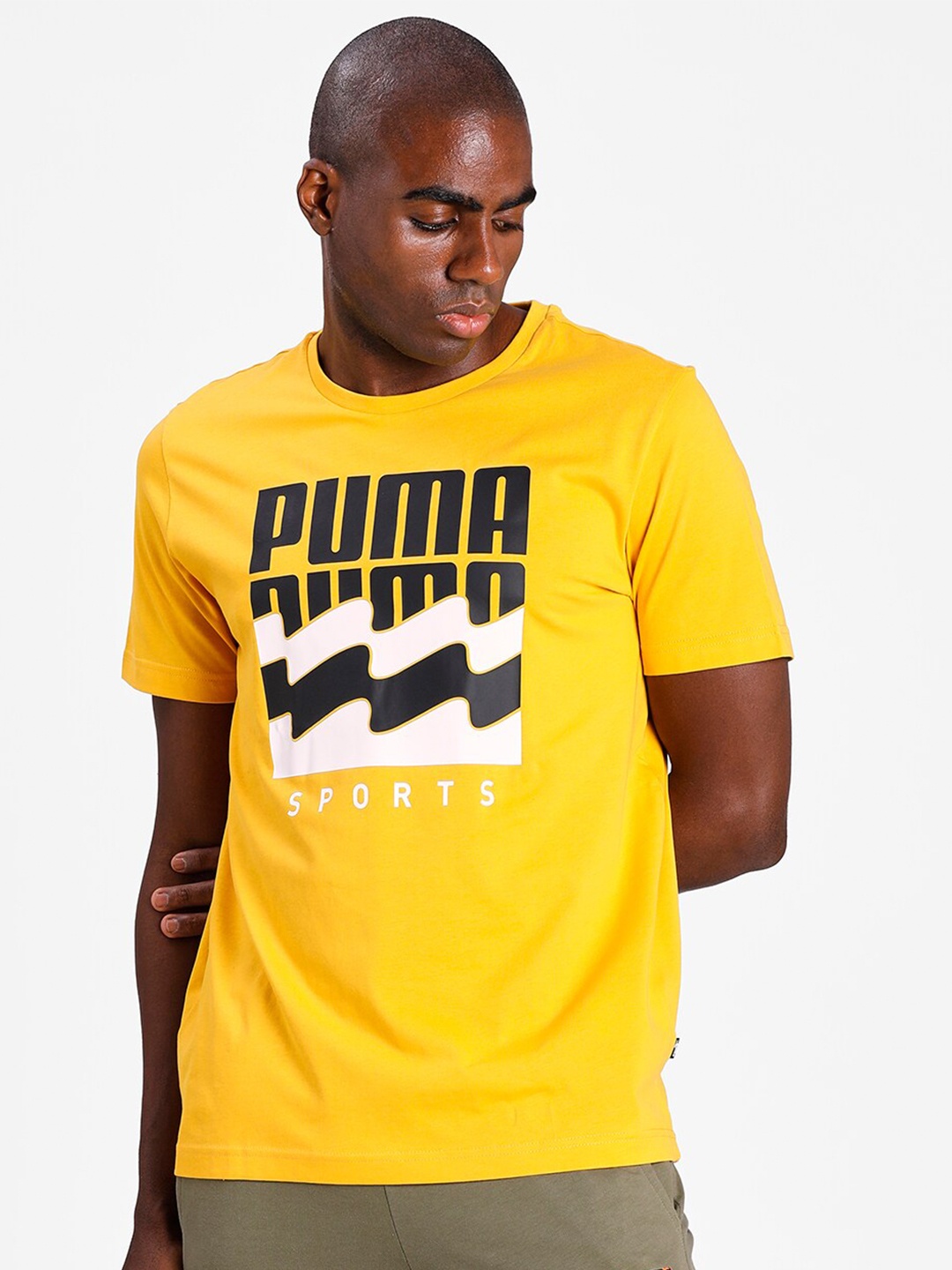 

Puma Men Yellow & White Typography Printed T-shirt