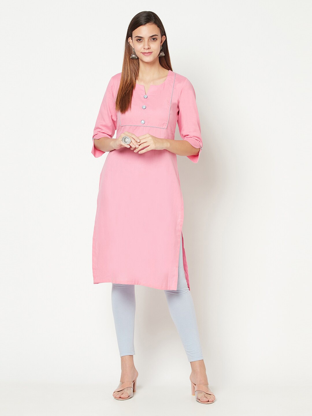 

Safaa Women Pink Keyhole Neck Kurta