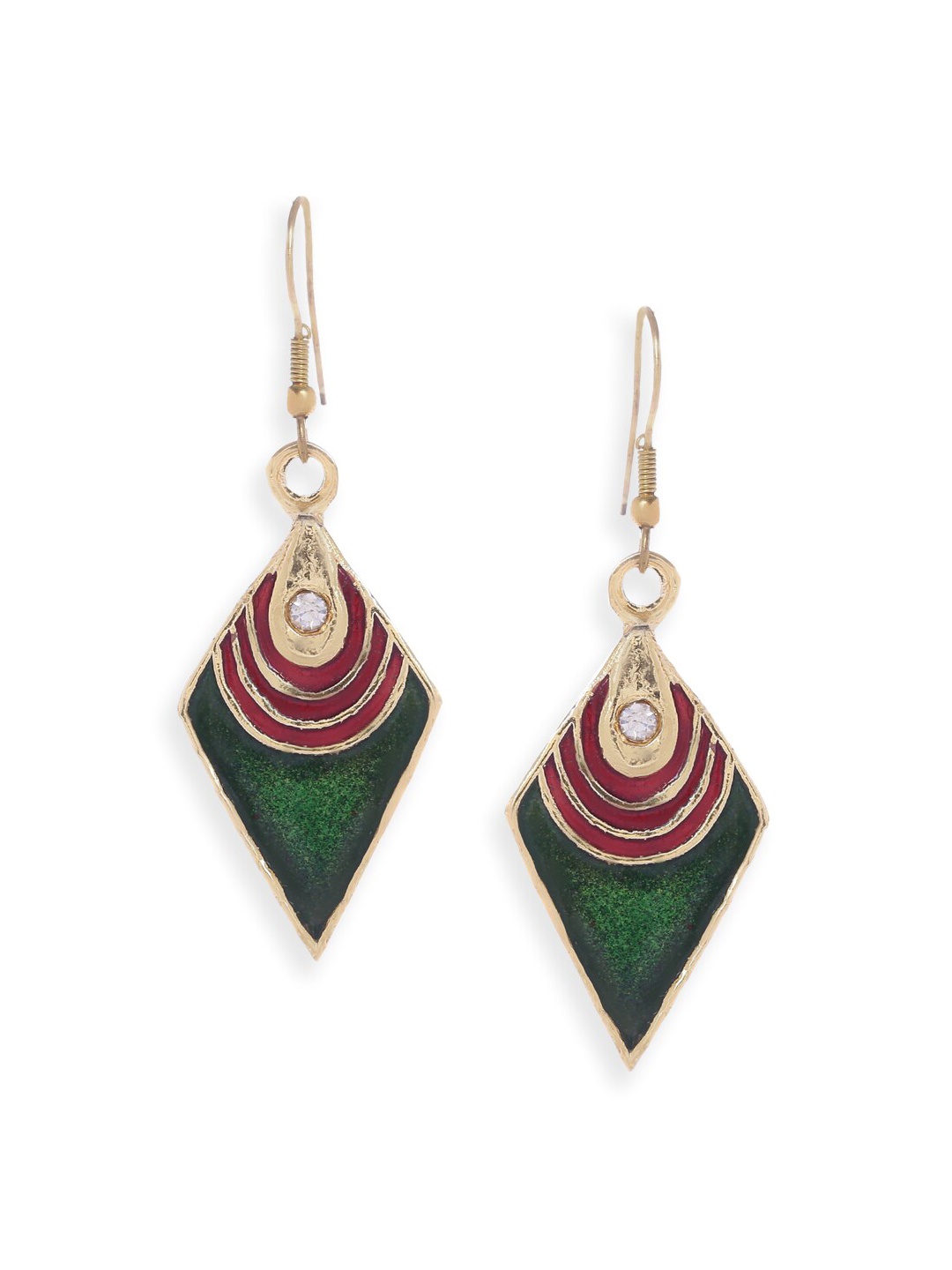 

Fabindia Gold-Toned & Green Contemporary Drop Earrings