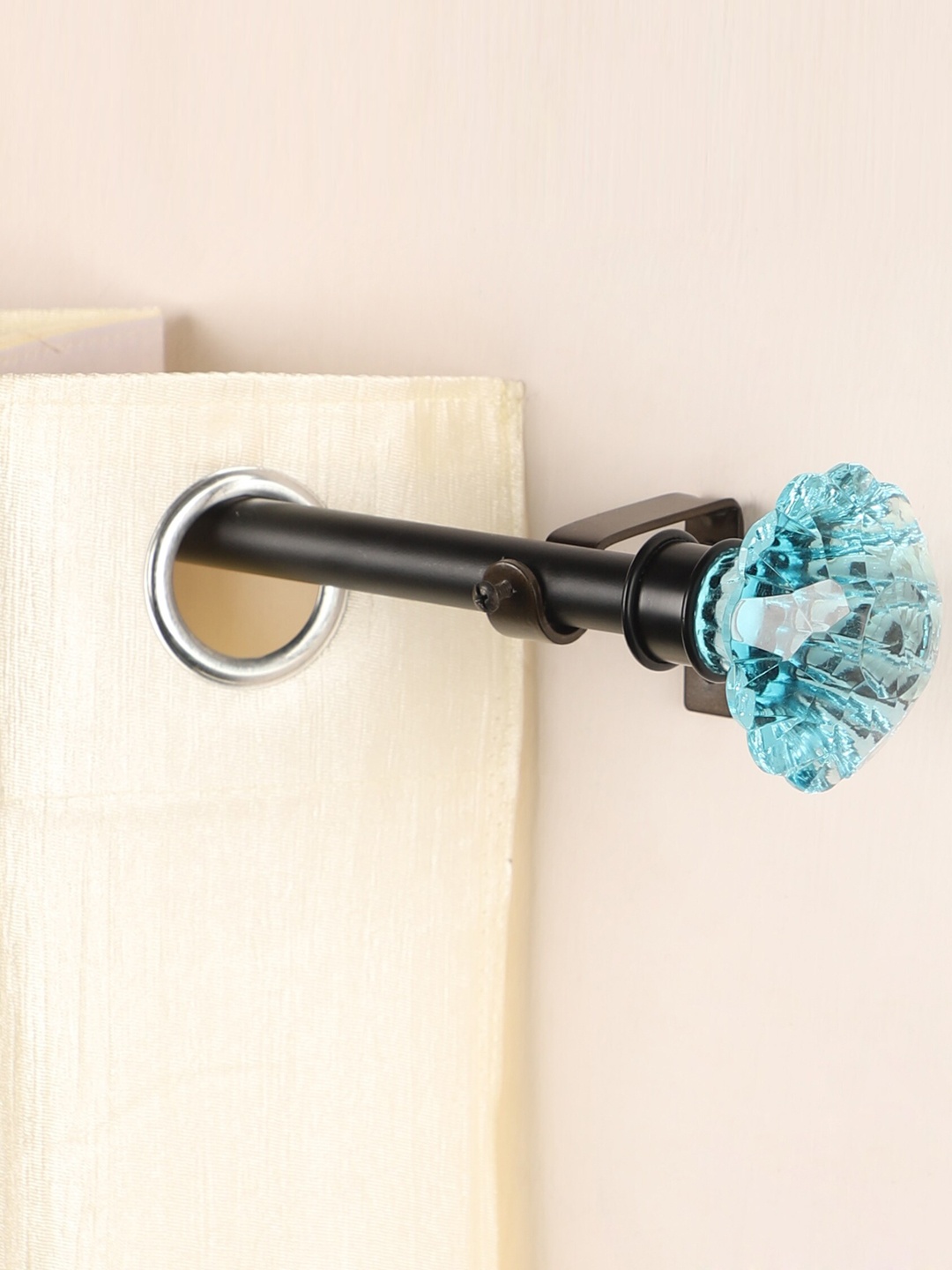 

The Decor Mart Black & Blue Extendable Curtain Rod with Finial