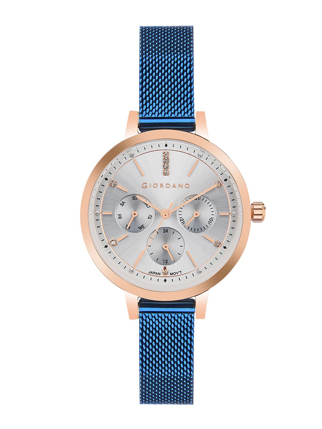 

GIORDANO Women Silver-Toned Dial & Blue Bracelet Style Straps Analogue Watch GD-2047-22