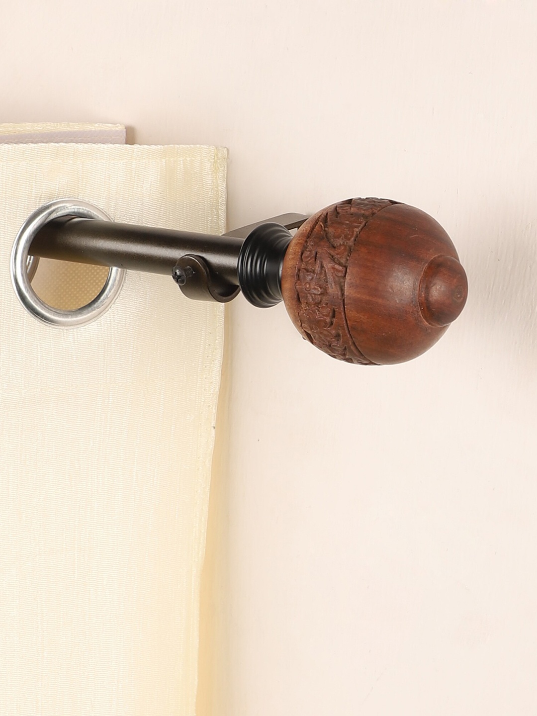 

The Decor Mart Bronze-Toned Extendable Curtain Rod With Wood Finial