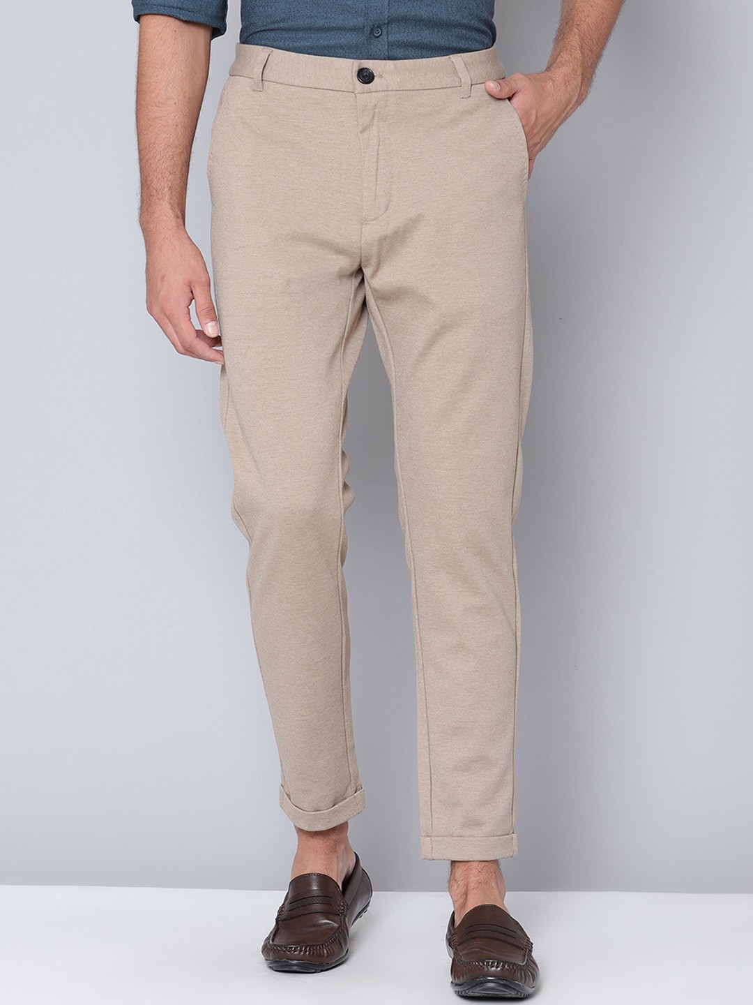

LINDBERGH Men Beige Slim Fit Trousers