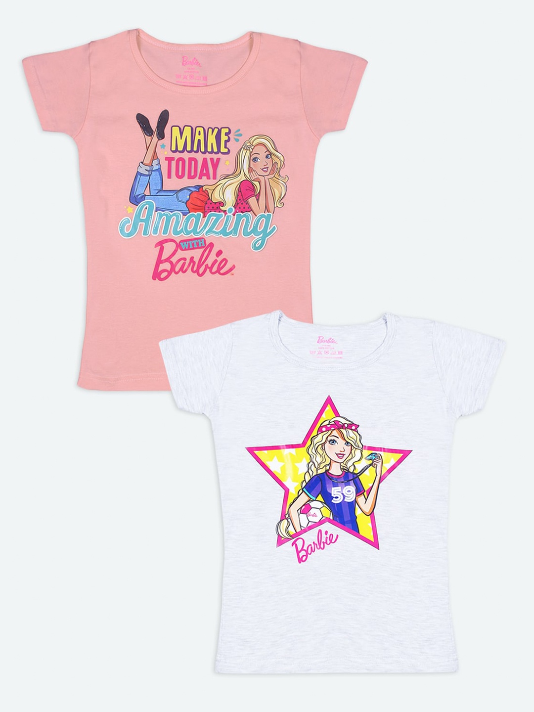 

Barbie Girls Pack of 2 Barbie Printed T-shirt, Multi
