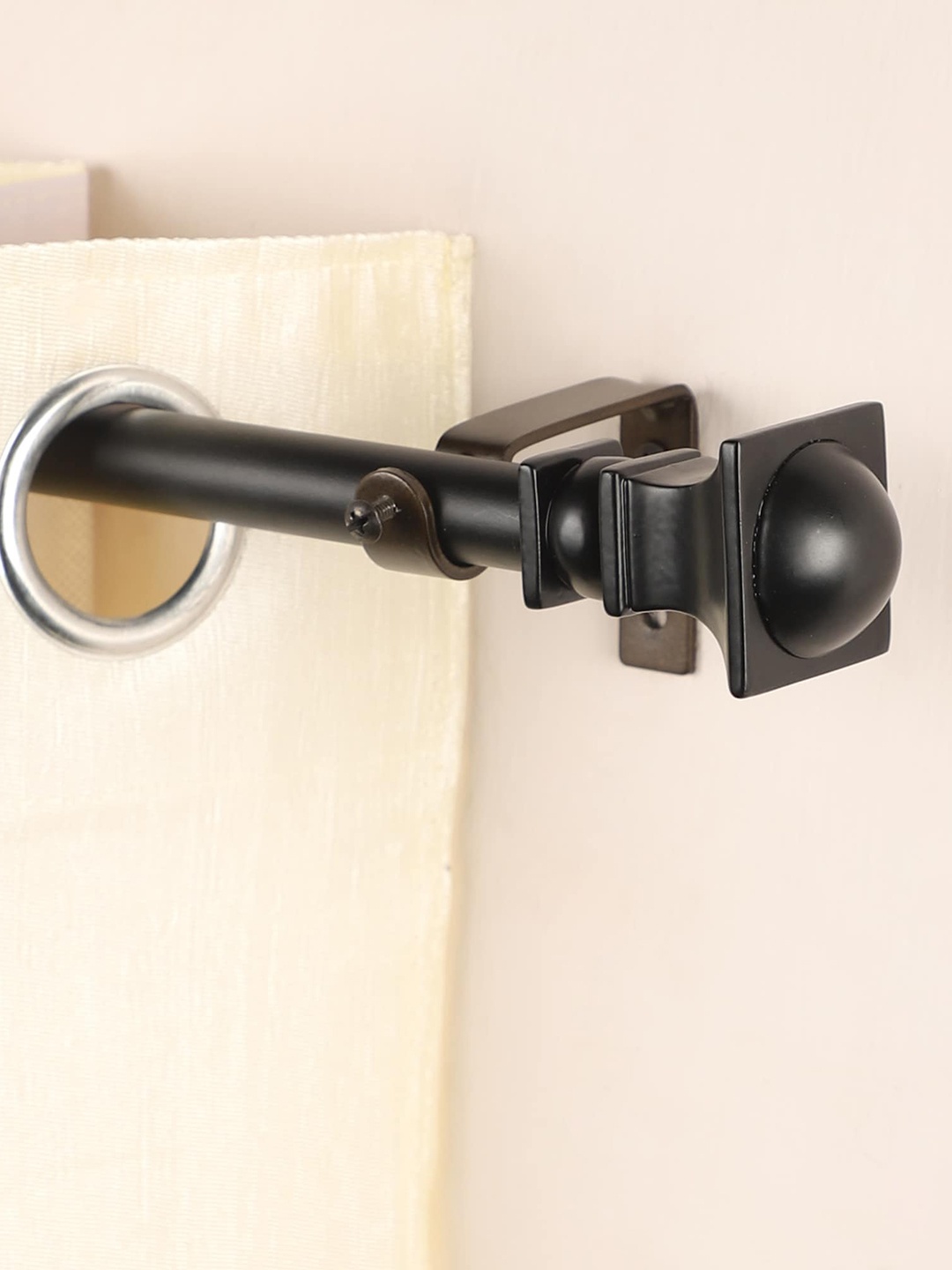 The Decor Mart Black Extendable Curtain Rod With Metal Finial