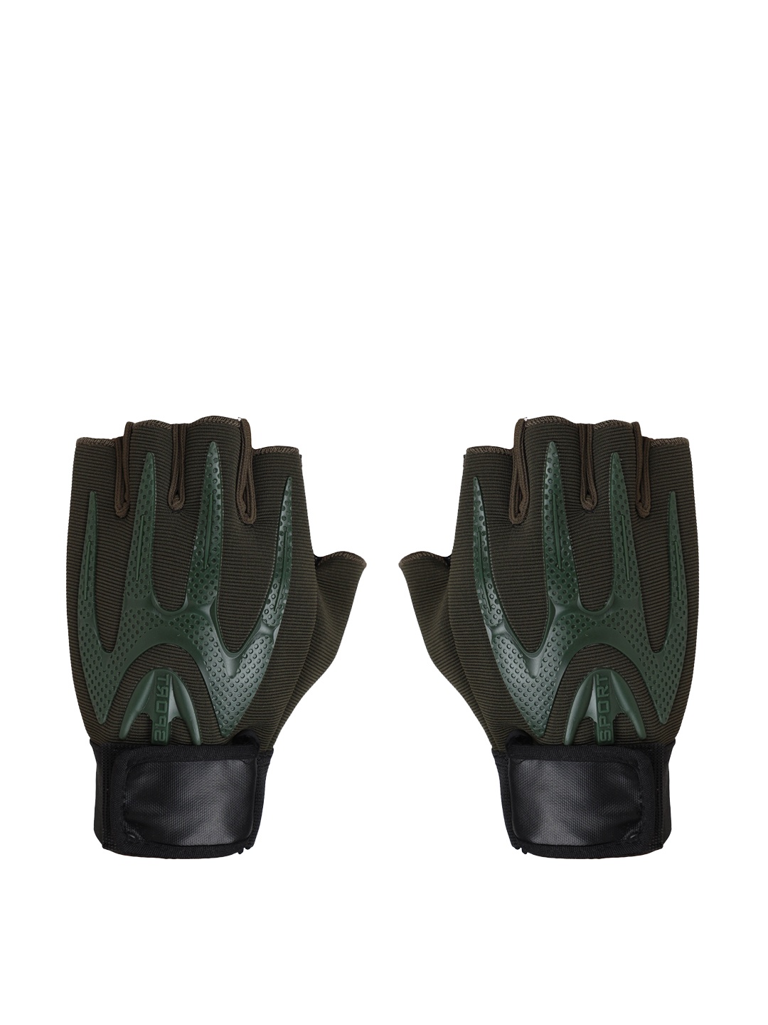

FabSeasons Unisex Green & Brown Camouflage Mountain Bike Half Finger Anti Slip Gloves