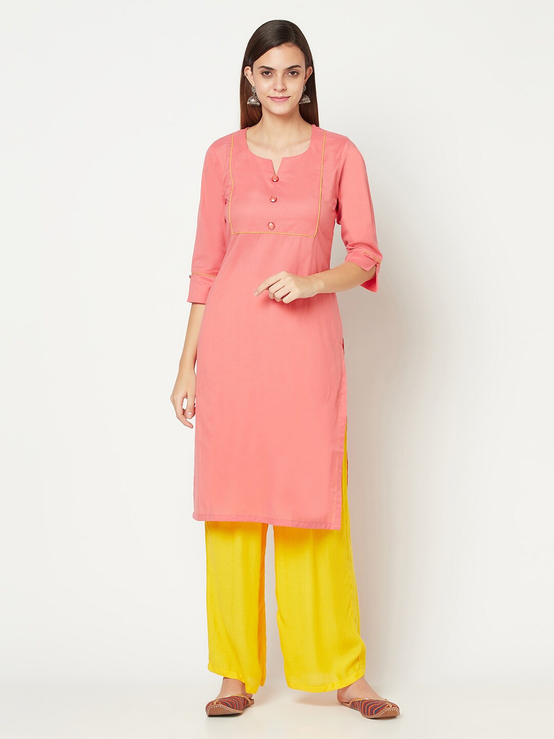 Safaa Women Peach-Coloured Kurta