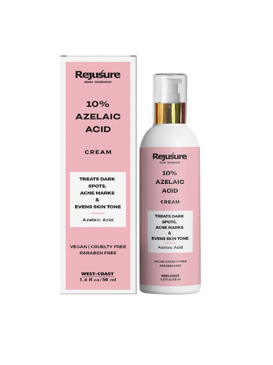 

REJUSURE 10% Azelaic Acid Cream Treats Dark Spots - Acne Marks & Evens Skin Tone - 50 ml, White