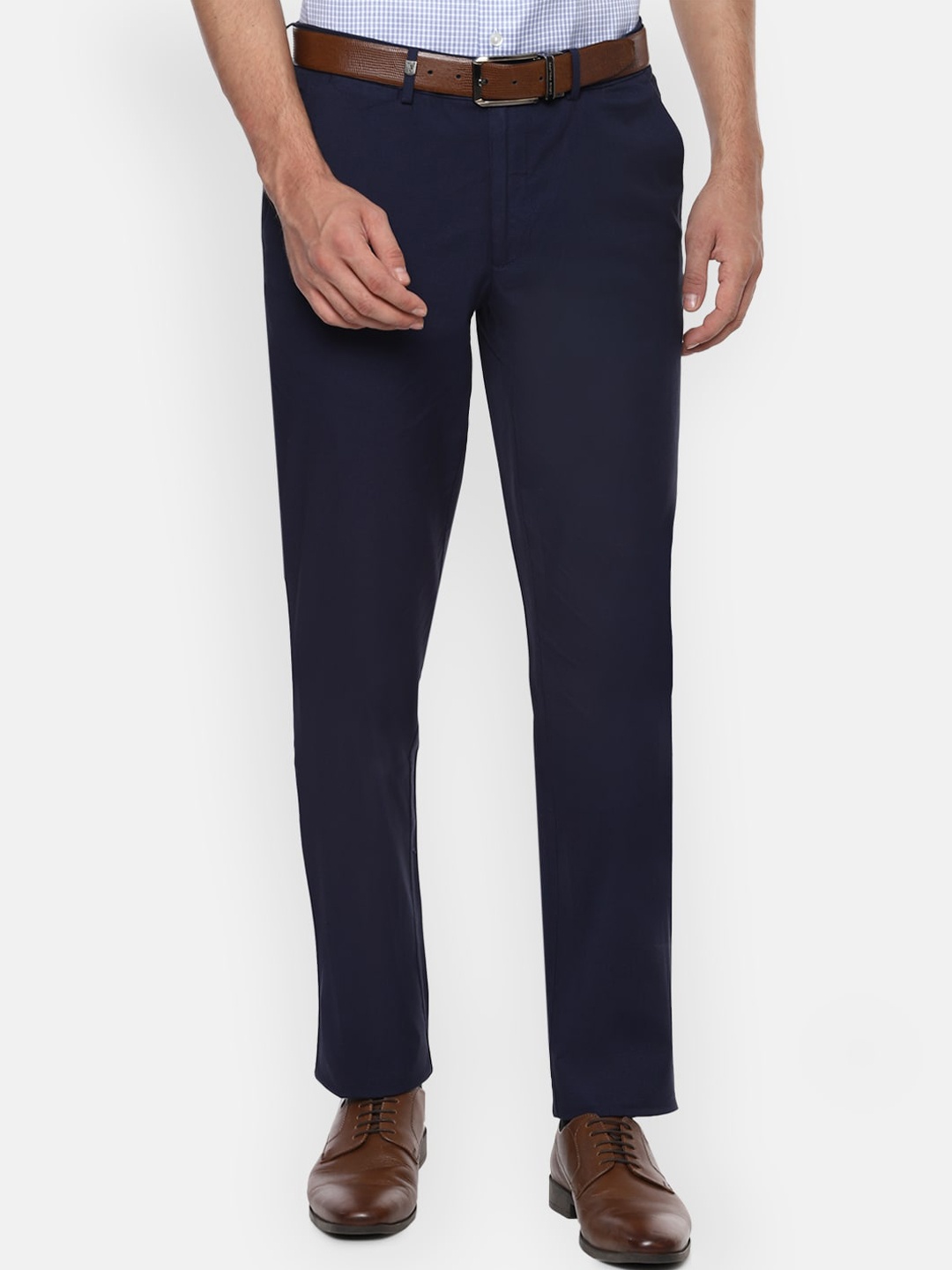 

Van Heusen Men Navy Blue Slim Fit Formal Trousers