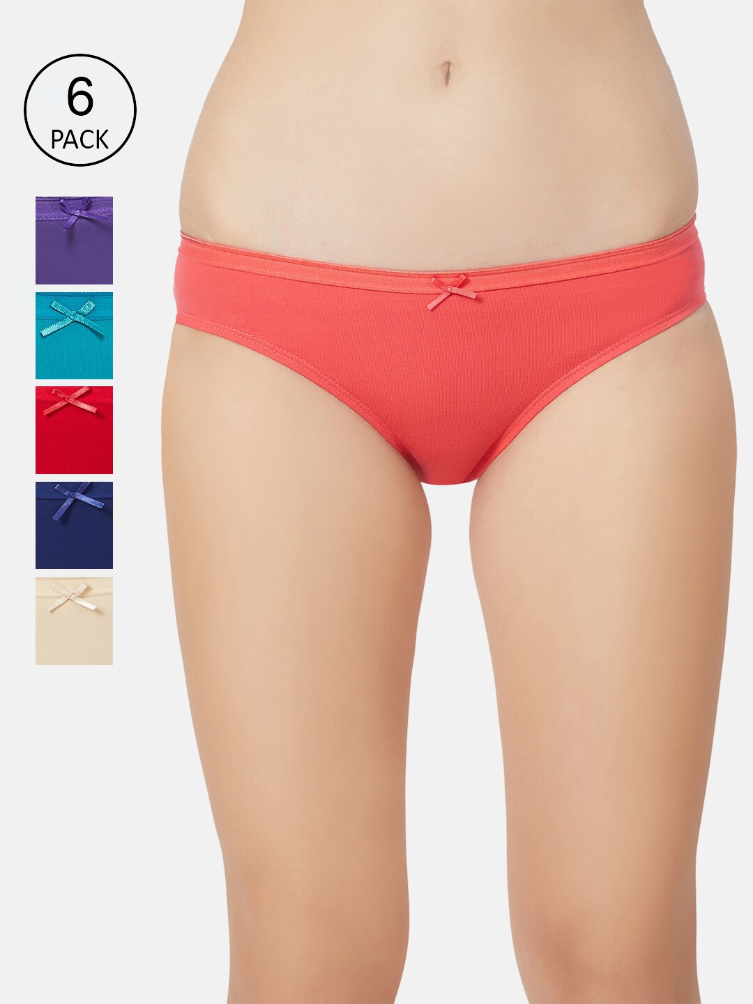 

Soie Women Pack Of 6 Solid Basic Briefs 6BF-18PACK 3, Orange