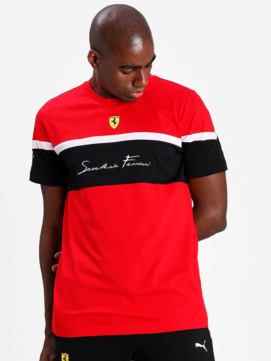 Puma Men Red & Black Colourblocked Motorsport T-shirt