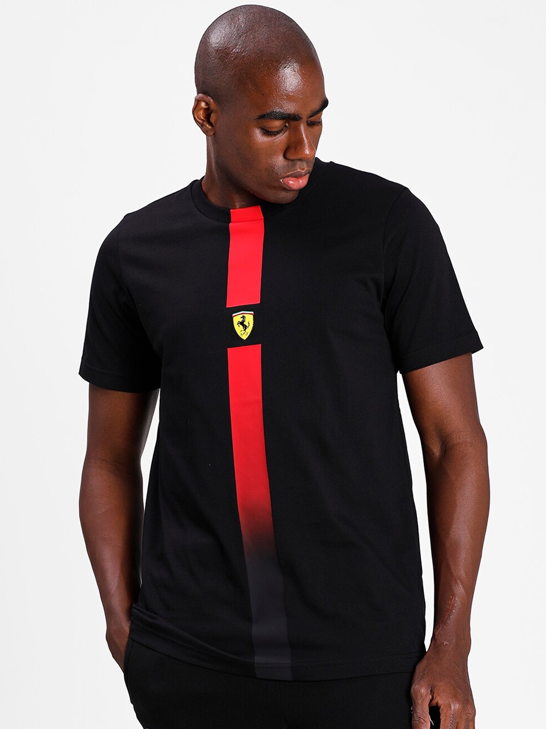 Puma Men Black Red Scuderia Ferrari Race XTG Pure Cotton Motorsport T-shirt