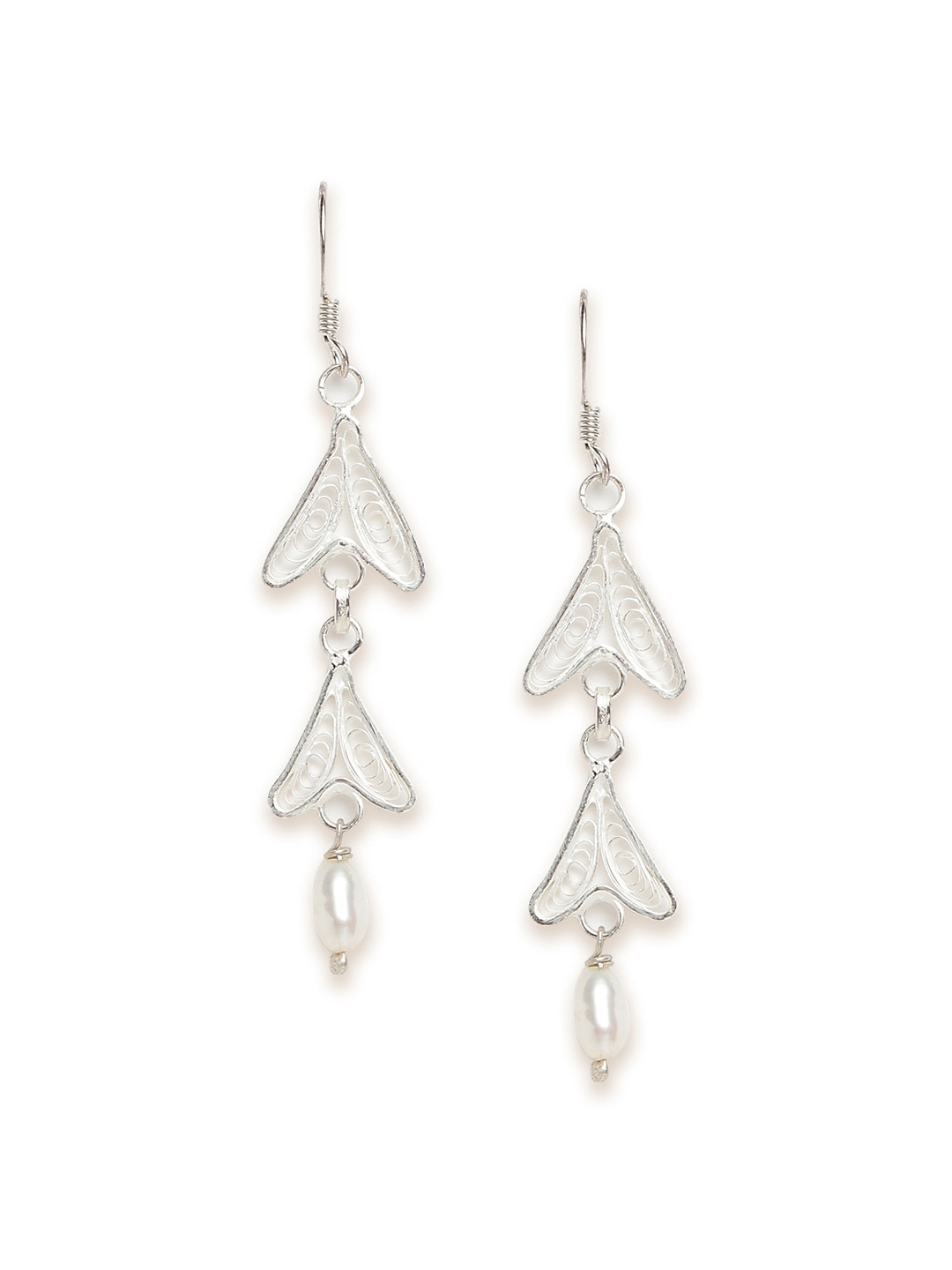 

Fabindia Silver-Toned Contemporary Drop Earrings