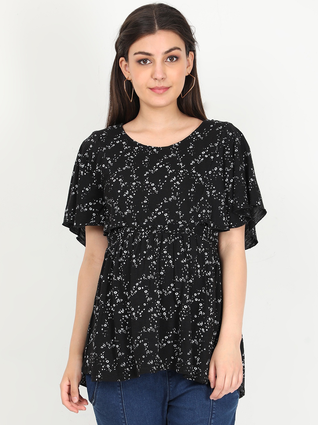 

The Mom Store Black Floral Maternity and Nursing Top