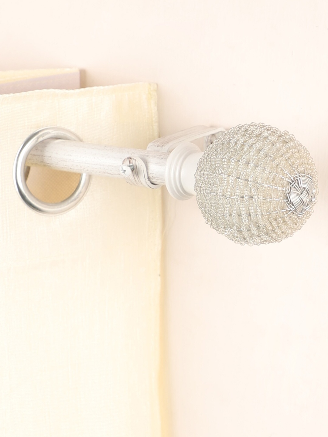

The Decor Mart White Extendable Curtain Rod With Finial