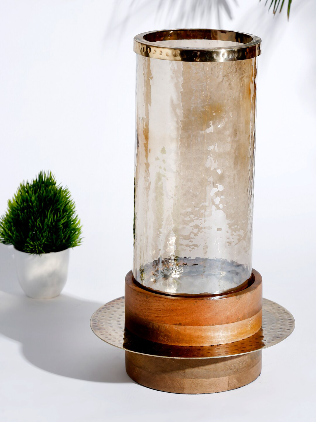 

Fabindia Assorted Wood Glass Rajasee Large Hurricane Candle Holder