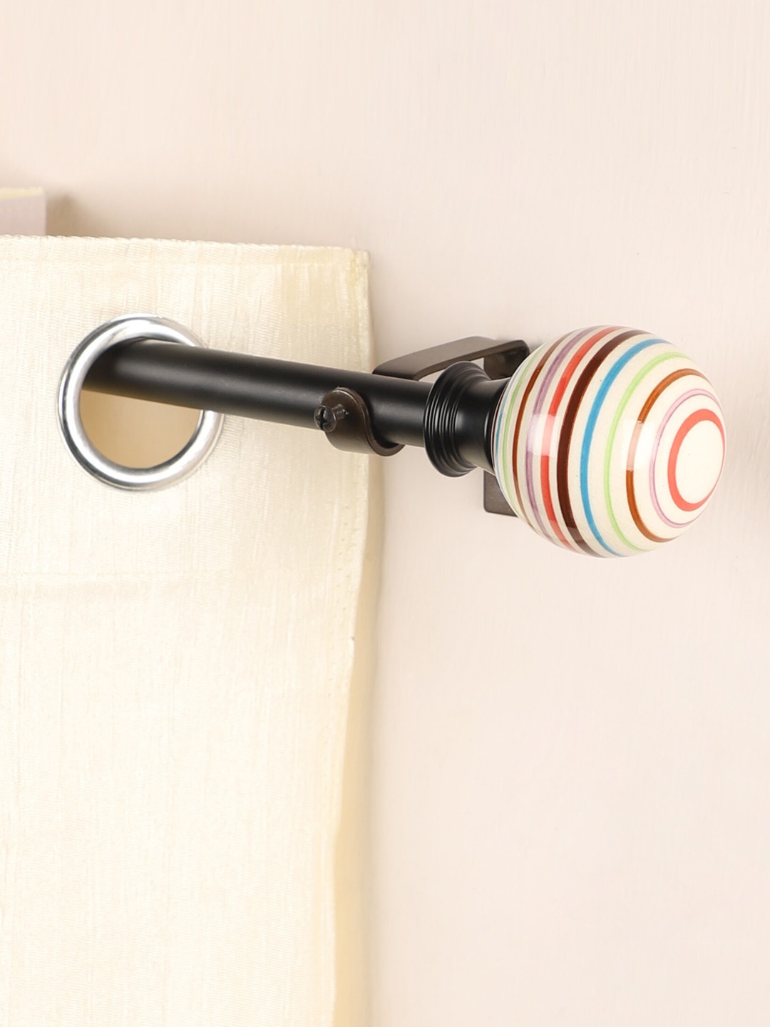 

The Decor Mart Black Extendable Curtain Rod with Pop Art Ceramic Finial